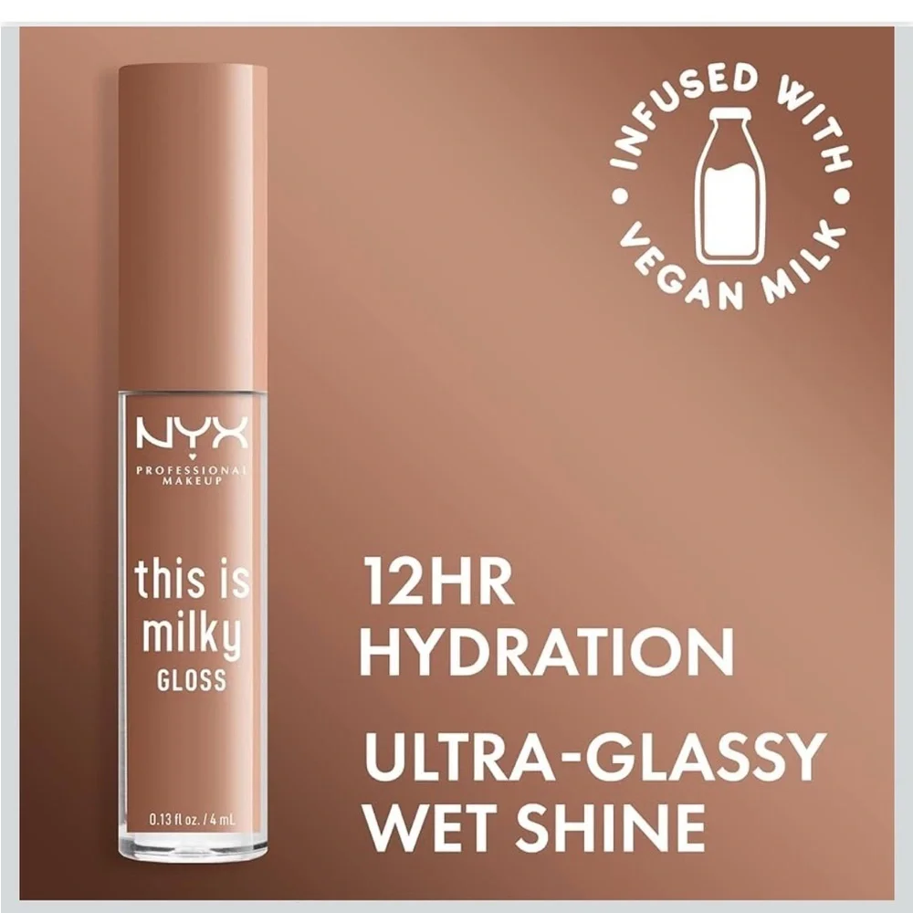 NYX This Is Milky Gloss, Vegan Lip Gloss, 12 Hour Hydration - Cookies and Milk
